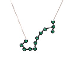 Scorpio Kolye - Yeşil kuvars 925 ayar siyah rodyum kaplama gümüş kolye (40 cm rose altın rolo zincir) #1ejy1d4