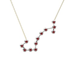 Scorpio Kolye - Garnet 8 ayar beyaz altın kolye (40 cm altın rolo zincir) #1g3mp65