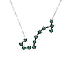 Scorpio Kolye - Yeşil kuvars 925 ayar siyah rodyum kaplama gümüş kolye (40 cm beyaz altın rolo zincir) #1hlupry