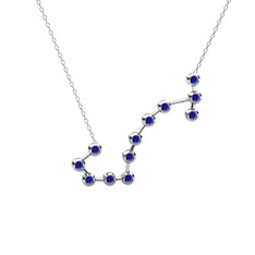 Scorpio Kolye - Lab safir 8 ayar beyaz altın kolye (40 cm gümüş rolo zincir) #1ihlq6u