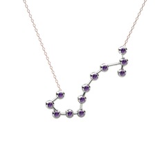 Ametist 18 ayar beyaz altın kolye (40 cm rose altın rolo zincir)