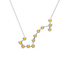 Scorpio Kolye - Sitrin 14 ayar beyaz altın kolye (40 cm gümüş rolo zincir) #1kumqmv