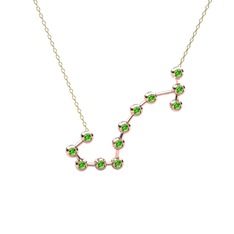 Peridot 8 ayar rose altın kolye (40 cm gümüş rolo zincir)