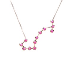 Pembe kuvars 925 ayar rose altın kaplama gümüş kolye (40 cm rose altın rolo zincir)