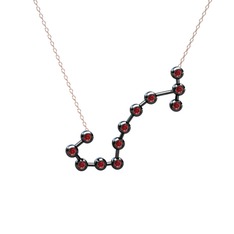 Scorpio Kolye - Garnet 925 ayar siyah rodyum kaplama gümüş kolye (40 cm rose altın rolo zincir) #1sr9pm0