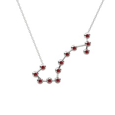 Scorpio Kolye - Garnet 925 ayar gümüş kolye (40 cm beyaz altın rolo zincir) #1stxztx