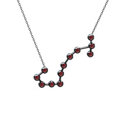 Scorpio Kolye - Garnet 925 ayar siyah rodyum kaplama gümüş kolye (40 cm gümüş rolo zincir) #1u1v7jl