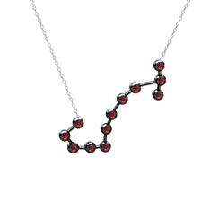 Scorpio Kolye - Garnet 925 ayar siyah rodyum kaplama gümüş kolye (40 cm beyaz altın rolo zincir) #1v6muiv