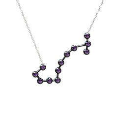 Scorpio Kolye - Ametist 925 ayar siyah rodyum kaplama gümüş kolye (40 cm beyaz altın rolo zincir) #1vl5hy2