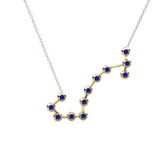 Lab safir 925 ayar altın kaplama gümüş kolye (40 cm gümüş rolo zincir)