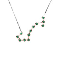 Scorpio Kolye - Yeşil kuvars 14 ayar rose altın kolye (40 cm gümüş rolo zincir) #1xgphn0