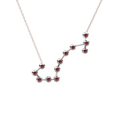 Scorpio Kolye - Kök yakut 18 ayar beyaz altın kolye (40 cm rose altın rolo zincir) #1xngfsm