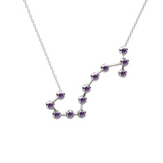 Ametist 925 ayar gümüş kolye (40 cm beyaz altın rolo zincir)