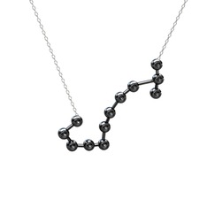 Scorpio Kolye - Siyah zirkon 925 ayar siyah rodyum kaplama gümüş kolye (40 cm beyaz altın rolo zincir) #56rhk5