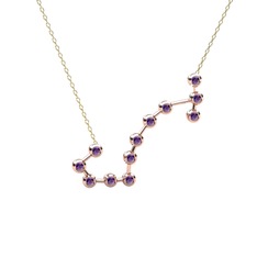 Scorpio Kolye - Ametist 925 ayar rose altın kaplama gümüş kolye (40 cm gümüş rolo zincir) #7k7qb6