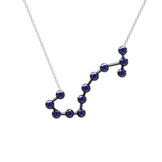 Scorpio Kolye - Lab safir 925 ayar siyah rodyum kaplama gümüş kolye (40 cm beyaz altın rolo zincir) #7vp1if