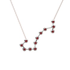 Scorpio Kolye - Garnet 18 ayar beyaz altın kolye (40 cm rose altın rolo zincir) #alydsn