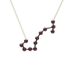 Garnet 925 ayar siyah rodyum kaplama gümüş kolye (40 cm altın rolo zincir)