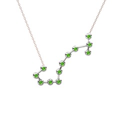 Scorpio Kolye - Peridot 14 ayar beyaz altın kolye (40 cm rose altın rolo zincir) #djuous