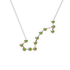 Peridot 14 ayar rose altın kolye (40 cm beyaz altın rolo zincir)