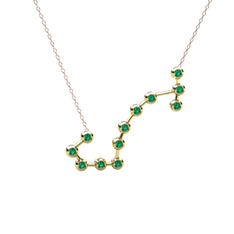 Scorpio Kolye - Yeşil kuvars 8 ayar altın kolye (40 cm gümüş rolo zincir) #evjo7p