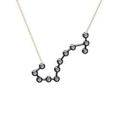 Swarovski 925 ayar siyah rodyum kaplama gümüş kolye (40 cm altın rolo zincir)