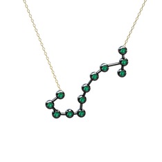 Scorpio Kolye - Yeşil kuvars 925 ayar siyah rodyum kaplama gümüş kolye (40 cm altın rolo zincir) #o41do6