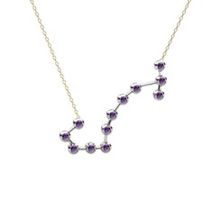 Scorpio Kolye - Ametist 14 ayar beyaz altın kolye (40 cm altın rolo zincir) #olabj3