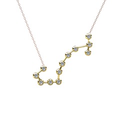 Scorpio Kolye - Beyaz zirkon 18 ayar altın kolye (40 cm rose altın rolo zincir) #rz909z
