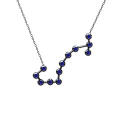 Lab safir 925 ayar siyah rodyum kaplama gümüş kolye (40 cm gümüş rolo zincir)