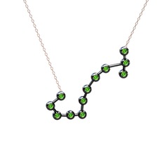 Scorpio Kolye - Peridot 925 ayar siyah rodyum kaplama gümüş kolye (40 cm rose altın rolo zincir) #tn2rn0