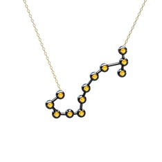 Scorpio Kolye - Sitrin 925 ayar siyah rodyum kaplama gümüş kolye (40 cm altın rolo zincir) #tr4qwd