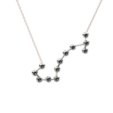 Scorpio Kolye - Siyah zirkon 18 ayar beyaz altın kolye (40 cm rose altın rolo zincir) #uheq2i
