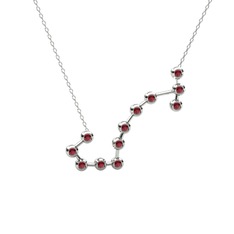 Kök yakut 925 ayar gümüş kolye (40 cm beyaz altın rolo zincir)