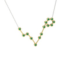 Pisces Kolye - Yeşil kuvars 14 ayar altın kolye (40 cm beyaz altın rolo zincir) #12xtbzr