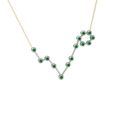 Pisces Kolye - Kök zümrüt 925 ayar gümüş kolye (40 cm altın rolo zincir) #14jyfag