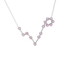 Pisces Kolye - Pembe kuvars 18 ayar beyaz altın kolye (40 cm beyaz altın rolo zincir) #15b7djm