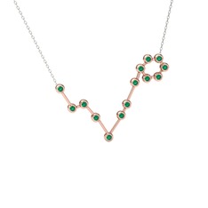 Pisces Kolye - Yeşil kuvars 18 ayar rose altın kolye (40 cm gümüş rolo zincir) #1bh506i