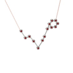Garnet 8 ayar beyaz altın kolye (40 cm rose altın rolo zincir)