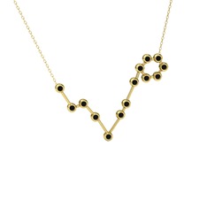 Pisces Kolye - Siyah zirkon 14 ayar altın kolye (40 cm altın rolo zincir) #1ighdxj