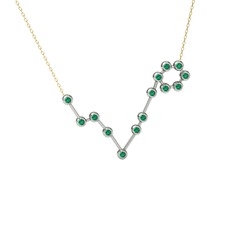 Pisces Kolye - Yeşil kuvars 18 ayar beyaz altın kolye (40 cm altın rolo zincir) #1jw4t96