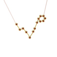 Pisces Kolye - Garnet 925 ayar altın kaplama gümüş kolye (40 cm rose altın rolo zincir) #1kadgyu