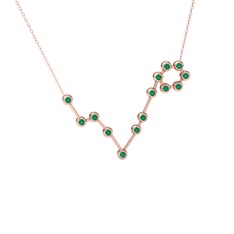 Pisces Kolye - Yeşil kuvars 18 ayar rose altın kolye (40 cm gümüş rolo zincir) #1kkbrnz