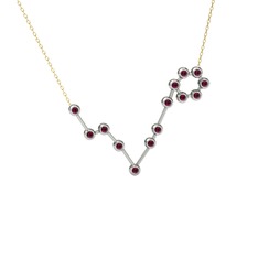 Pisces Kolye - Rodolit garnet 18 ayar beyaz altın kolye (40 cm altın rolo zincir) #1kw17fl
