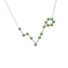 Pisces Kolye - Peridot 14 ayar beyaz altın kolye (40 cm beyaz altın rolo zincir) #1lgzplg