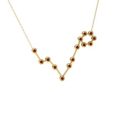 Pisces Kolye - Garnet 14 ayar altın kolye (40 cm altın rolo zincir) #1p8opcs