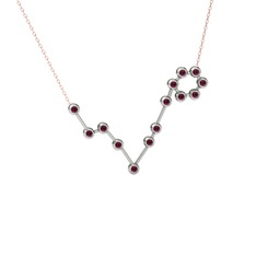 Rodolit garnet 14 ayar beyaz altın kolye (40 cm rose altın rolo zincir)