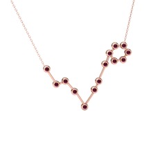 Pisces Kolye - Rodolit garnet 18 ayar rose altın kolye (40 cm rose altın rolo zincir) #1ruemrl