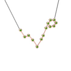 Pisces Kolye - Peridot 14 ayar rose altın kolye (40 cm gümüş rolo zincir) #1wlomnd