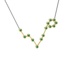 Pisces Kolye - Yeşil kuvars 925 ayar altın kaplama gümüş kolye (40 cm gümüş rolo zincir) #1xm8zw3